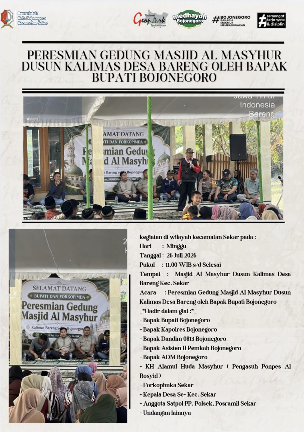 Pengesahan Masjid oleh Bapak Bupati Bojonegoro
